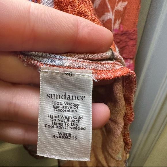 Sundance Orange Boho Floral Print V Neck Blouse size M - Picture 7 of 8